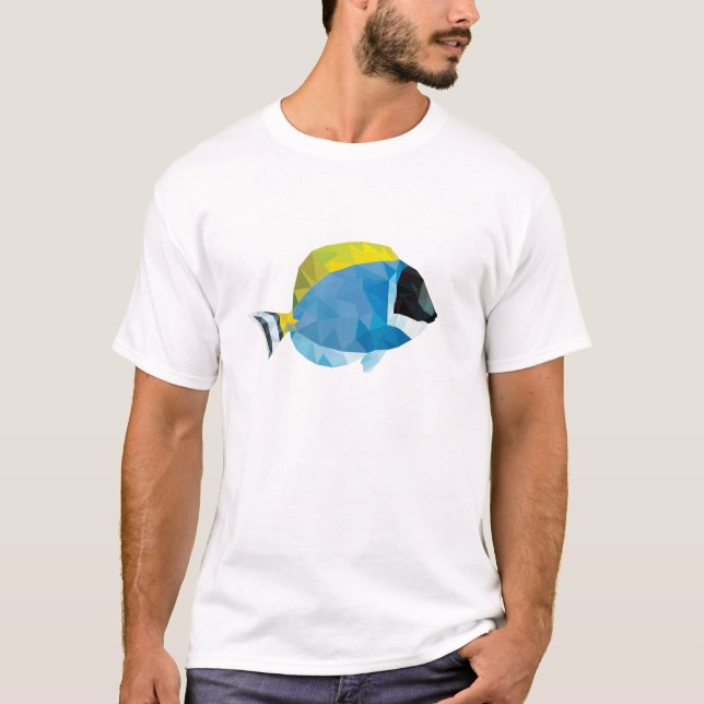 T-shirt Bleu de poudre géométrique de mosaïque Tang (Devant)