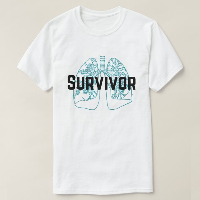 T-shirt Bleu de poumons de survivant d'embolie pulmonaire (Design devant)