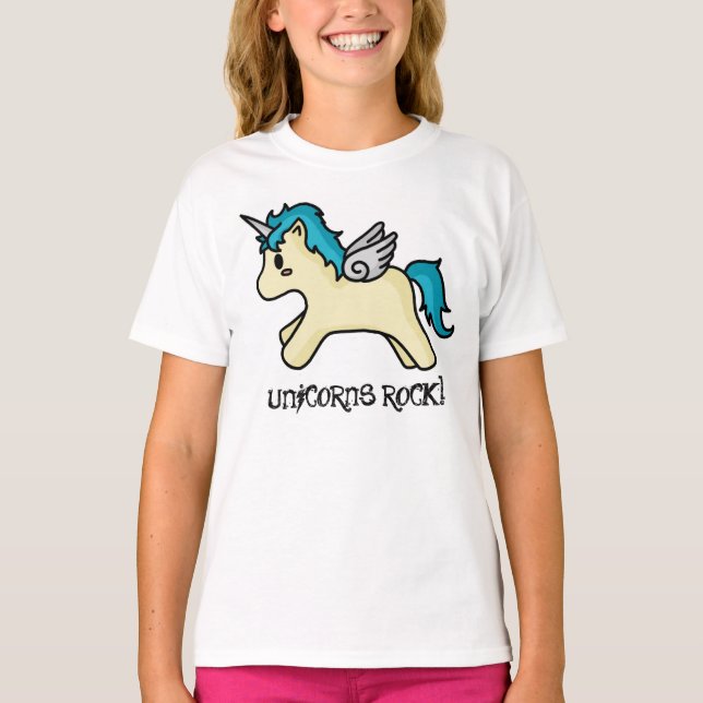 T-shirt bleu de Unicorns Rock (Devant)