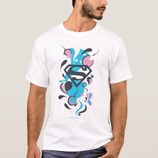 T-shirt Bleu d'éclaboussure de couleur (Devant)