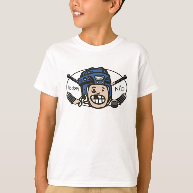 T-shirt Bleu d'enfant d'hockey (Devant)