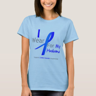 T-shirt Bleu d'usage du cancer du colon I pour mon mari