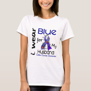 T-shirt Bleu d'usage du cancer du colon I pour mon mari 43