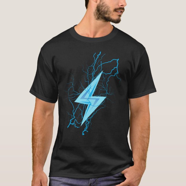 T-shirt bleu Éclairage dieu de tonnerre don thématique (Devant)