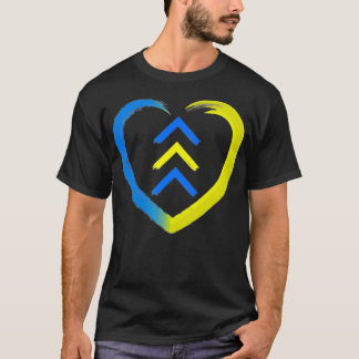 T-shirt Bleu Et Jaune Coeur T21 Flèches Vers Le Bas Syndro