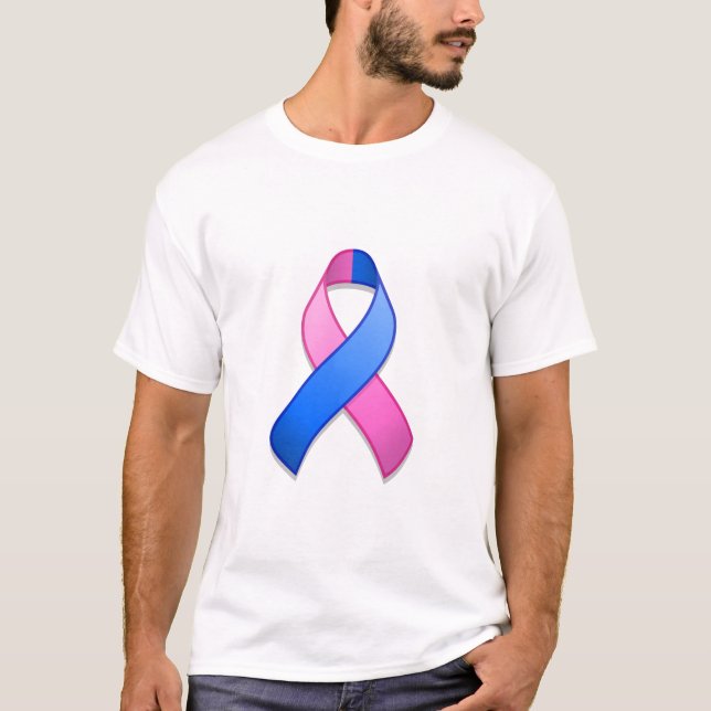 T-shirt bleu et rose de ruban de conscience (Devant)