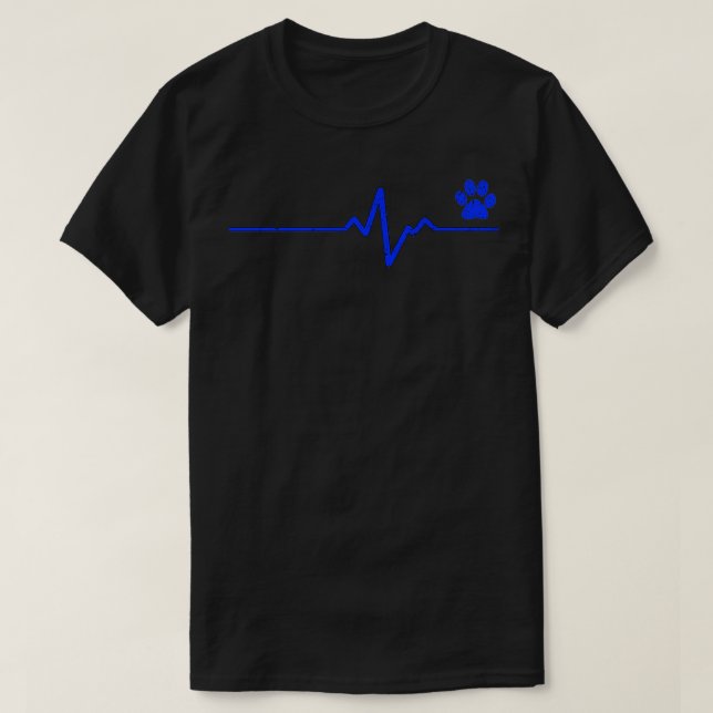 T-shirt Bleu fin de l'impulsion cardiaque K9 (Design devant)