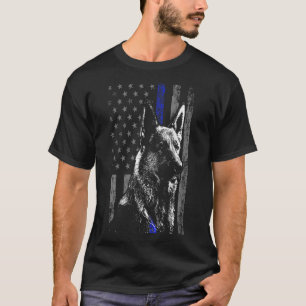 T-shirt Bleu fin Drapeau K9 Berger Allemand Chien de polic