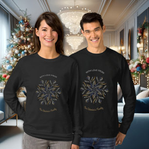 T-shirt Bleu foncé et or Étincelles de minuit Étoiles Nouv