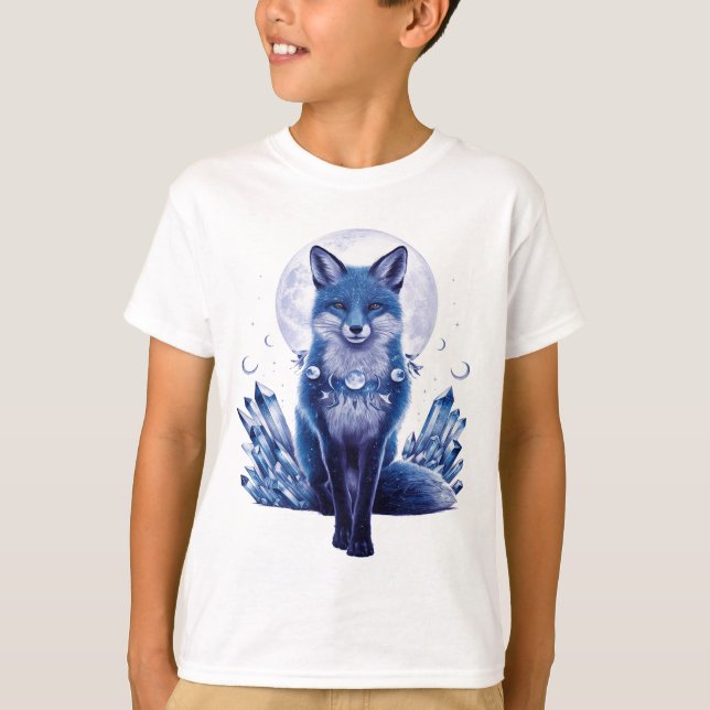 T-SHIRT BLEU FOX DANS LA LUNE (Devant)