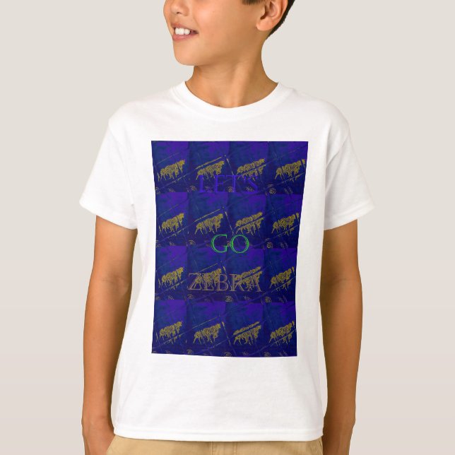 T-shirt Bleu français "Let's Go Zebra" Abstrait (Devant)