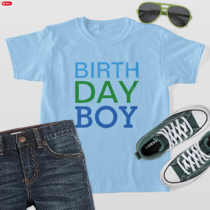 T-shirt Bleu gras et vert garçon d'anniversaire bleu clair