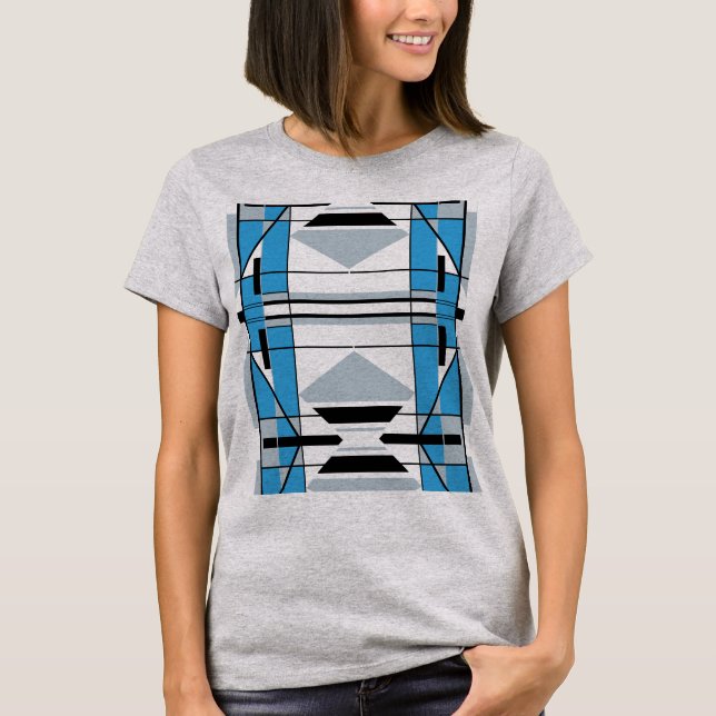 T-shirt Bleu Gris Noir Grande mosaïque Carrelage Sud-Ouest (Devant)
