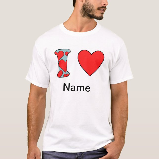 T-shirt bleu j'aime personnalisé (Devant)