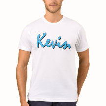 Bleu Kevin Logo sur T shirt blanc