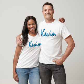 T-shirt Bleu Kevin Logo sur T shirt blanc