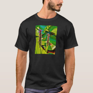 T-shirt Bleu libellule et fleurs