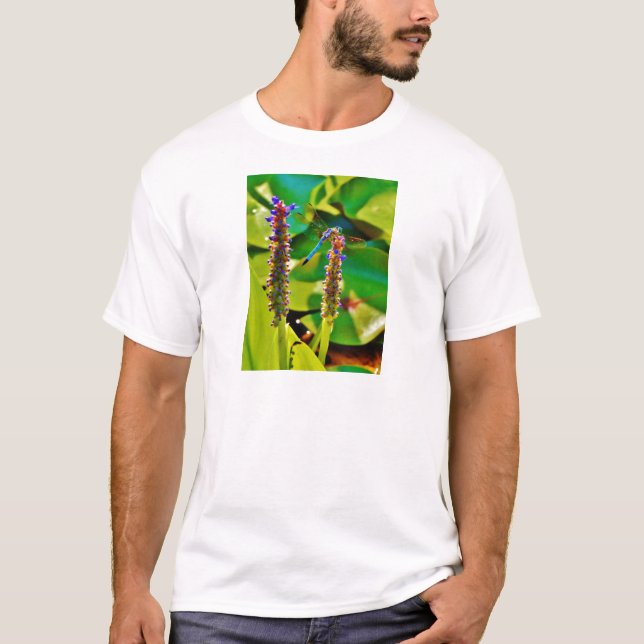T-shirt Bleu libellule et fleurs (Devant)