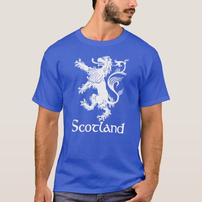 T-shirt Bleu marine effréné écossais de lion (Devant)