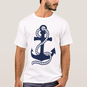 T-shirt bleu marine et Ancre blanche