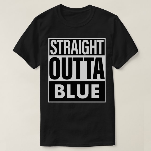 T-shirt Bleu Nom Droit Outta Bleu (Design devant)