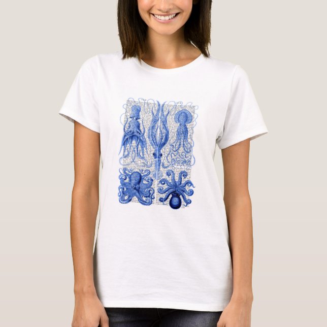 T-shirt Bleu octopus et calmar (Devant)