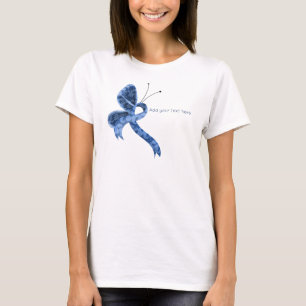 T-shirt Bleu Paisley Sensibilisation au ruban papi