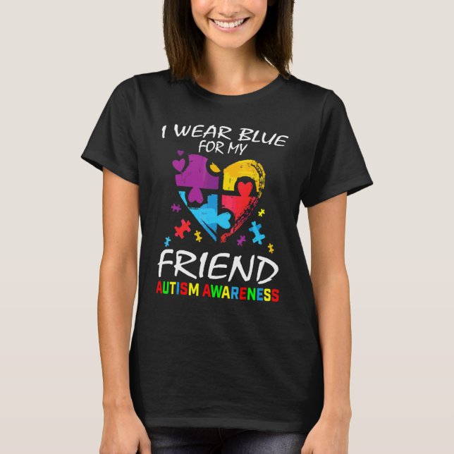 T-shirt Bleu pour Sensibilisation sur l'autisme ami Puzzle (Devant)