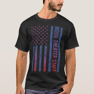 T-shirt Bleu Rouge Américain Drapeau Cinéma Personnel