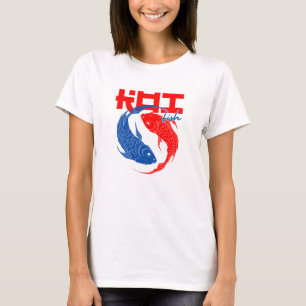 T-shirt Bleu rouge et blanc Koi