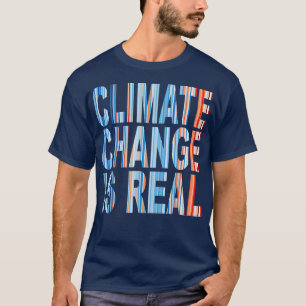 T-shirt Bleu rouge Réchauffement climatique rayures Change