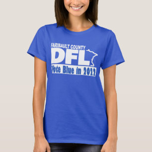 T-shirt Bleu royal féminin avec logo blanc - Bleu votant 