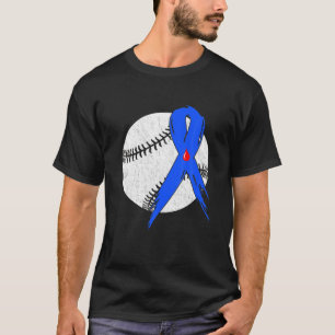 T-shirt Bleu Ruban Baseball Diabète Guerrier de sensibilis