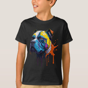 T-shirt Bleu Sang Chien Chien Chien Conception Rétro
