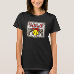 T-shirt Bleu Softball Maman Leopard Baseball Maman Femmes 