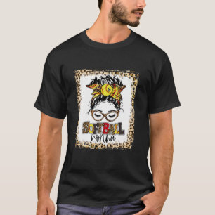 T-shirt Bleu Softball Nonna Messy Bun Jeu Jour Mères