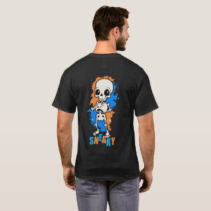 T-Shirt Bleu Splash Halloween Squelette Mignon Sou