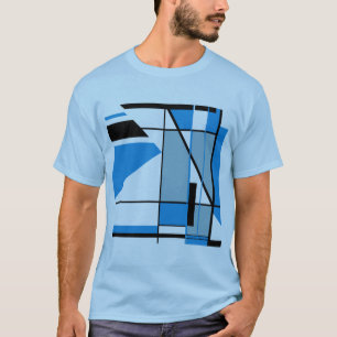 T-shirt Bleu Turquoise Mosaïque noire MCM Look Géométrique