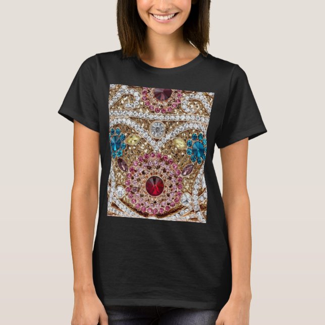 T-shirt bleu turquoise or bordeaux rose bohème (Devant)
