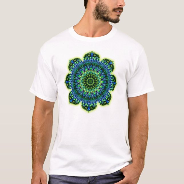 T-shirt bleu vert mandala (Devant)