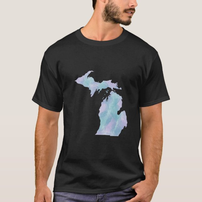 T-shirt Bleu violet peint Michigan (Devant)