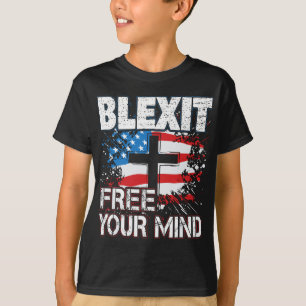 T-shirt Blexit Free Your Mind American Flag and Cross