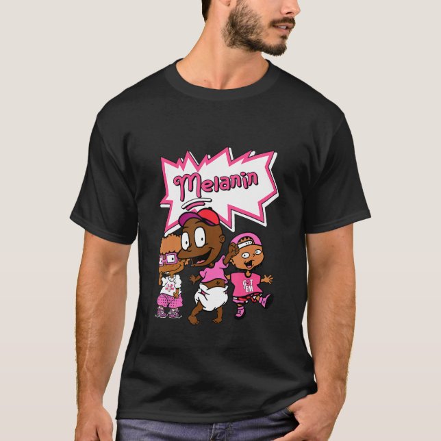 T-shirt Blm Black Melanin Enfants Basket Match 14 Shocking (Devant)