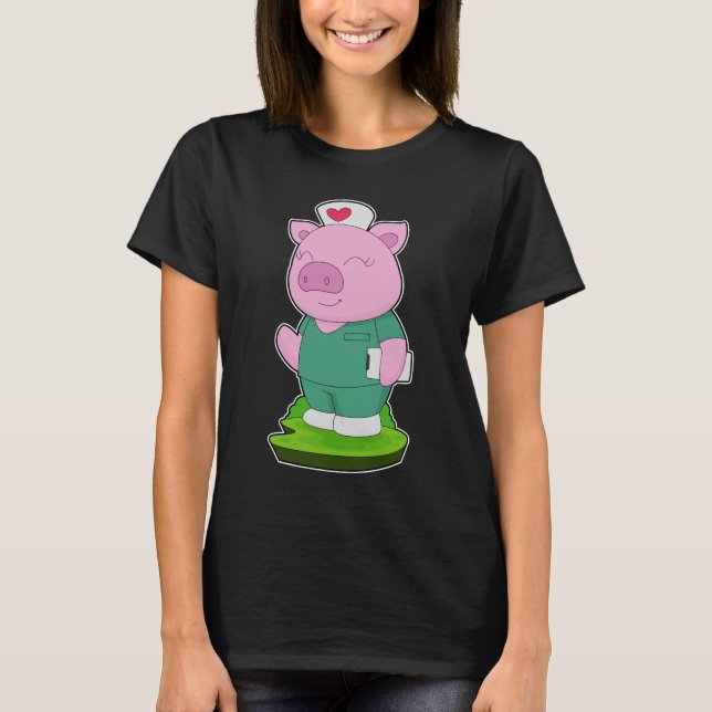 T-shirt Bloc-notes de l'infirmière de porc (Devant)