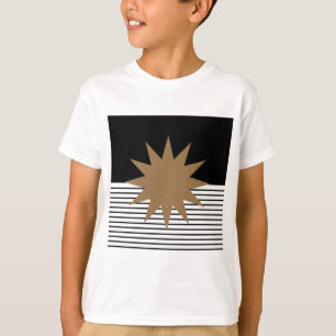 T-shirt Blocage noir blanc et soleil Brown