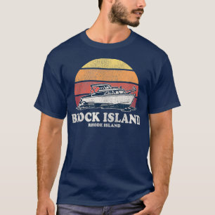 T-shirt Block Island RI Vintage Boat les années 70 Retro B