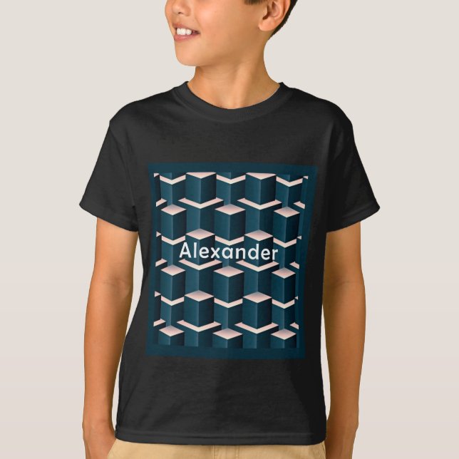 T-shirt Blocs de bâtiment bleu moderne Personnaliser (Devant)