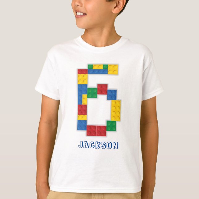 T-shirt Blocs de construction Briques d'anniversaire 6 ans (Devant)