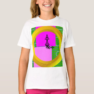 T-shirt Blocs roses modernes sur Gold Green