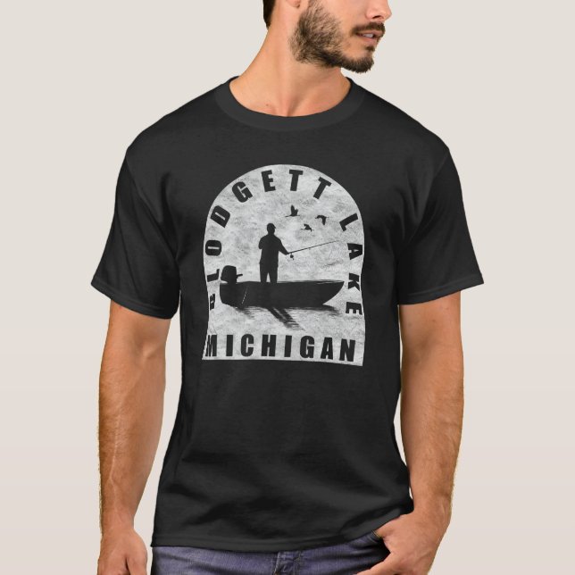 T-shirt Blodgett Lake Fishing Michigan (Devant)